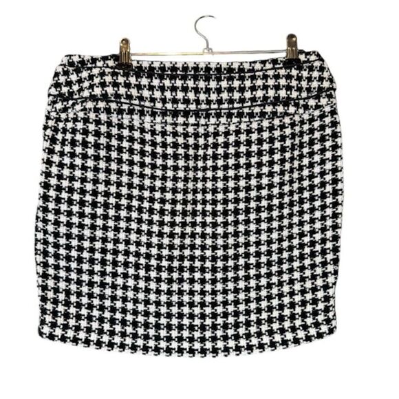 Charlotte Russe Houndstooth Knit Black and White Mini Skirt Side Zip Size 7 - Picture 3 of 11